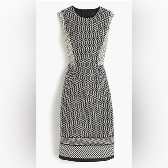 J. Crew Dresses & Skirts - JCREW Black Label Geometric Sheath Dress Womens 10 Black Paneled Office Career